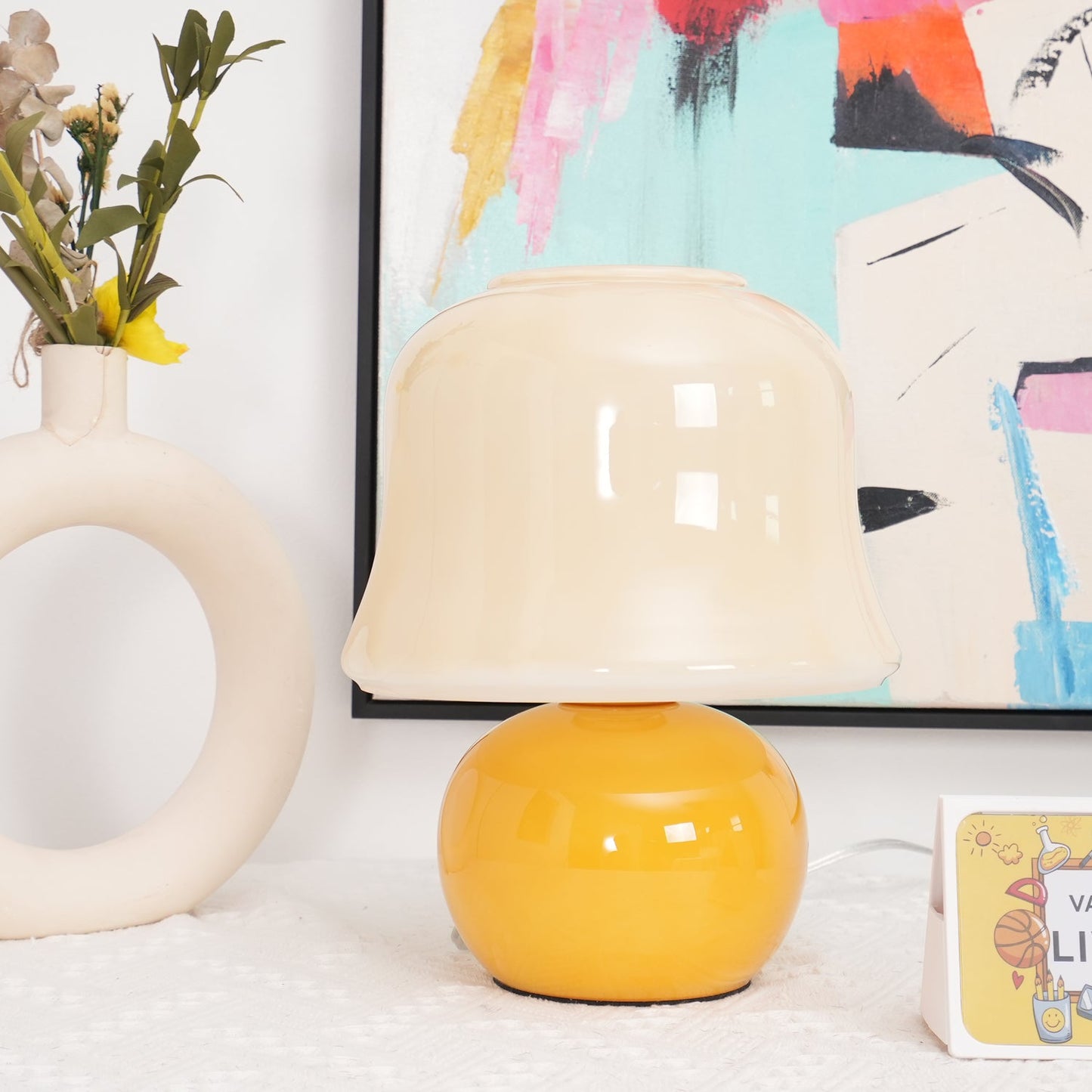 Lampe Champignon en Verre Émail Design Italien