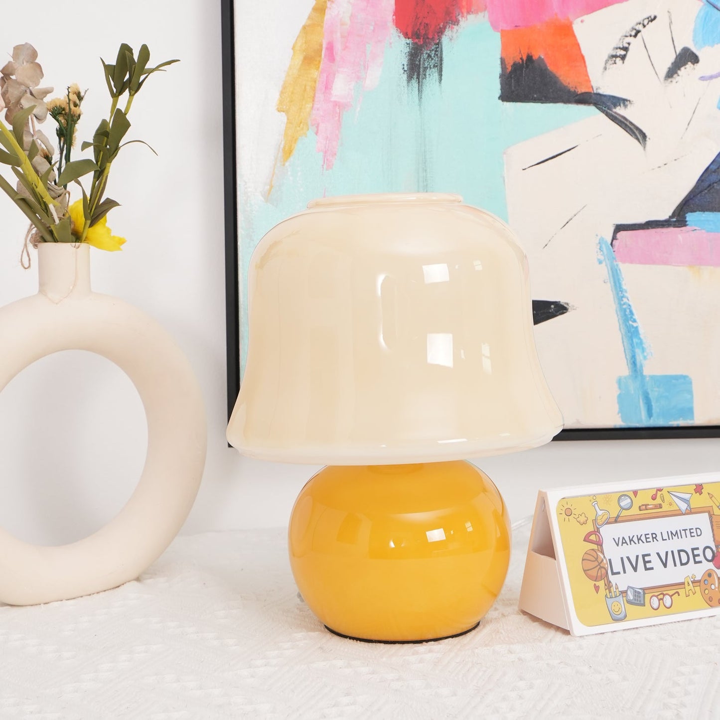 Lampe Champignon en Verre Émail Design Italien