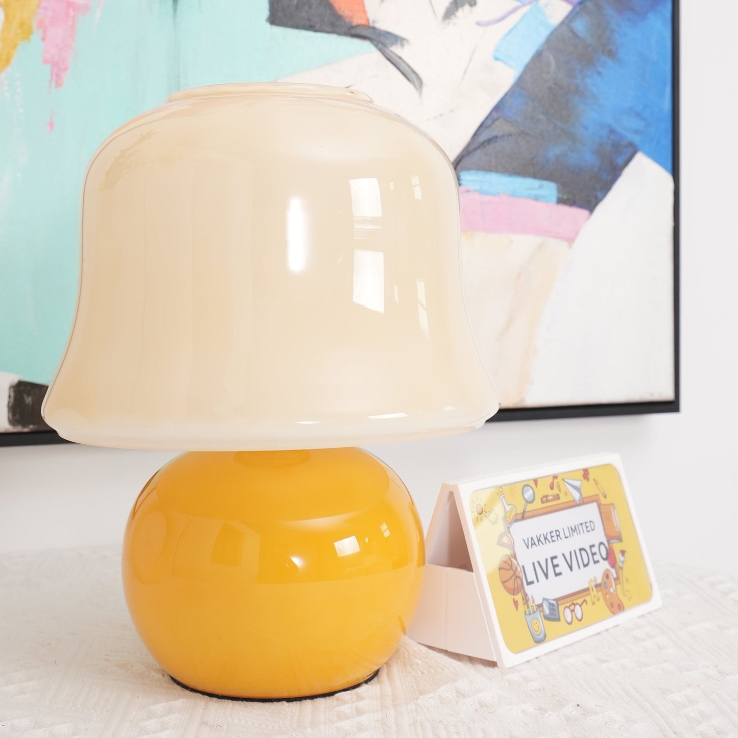 Lampe Champignon en Verre Émail Design Italien