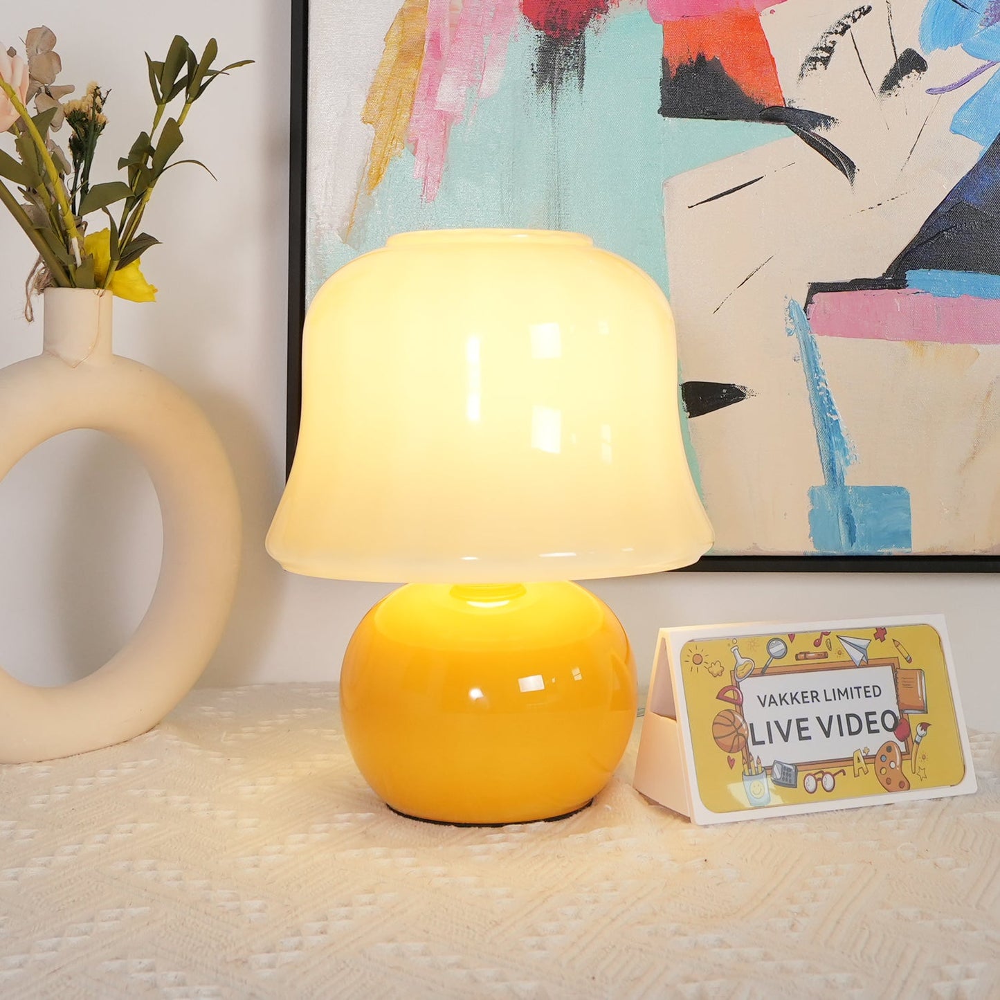 Lampe Champignon en Verre Émail Design Italien