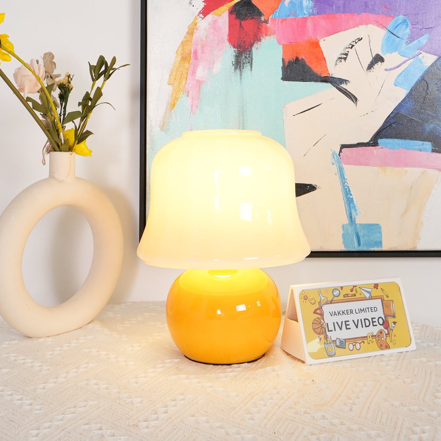 Lampe Champignon en Verre Émail Design Italien