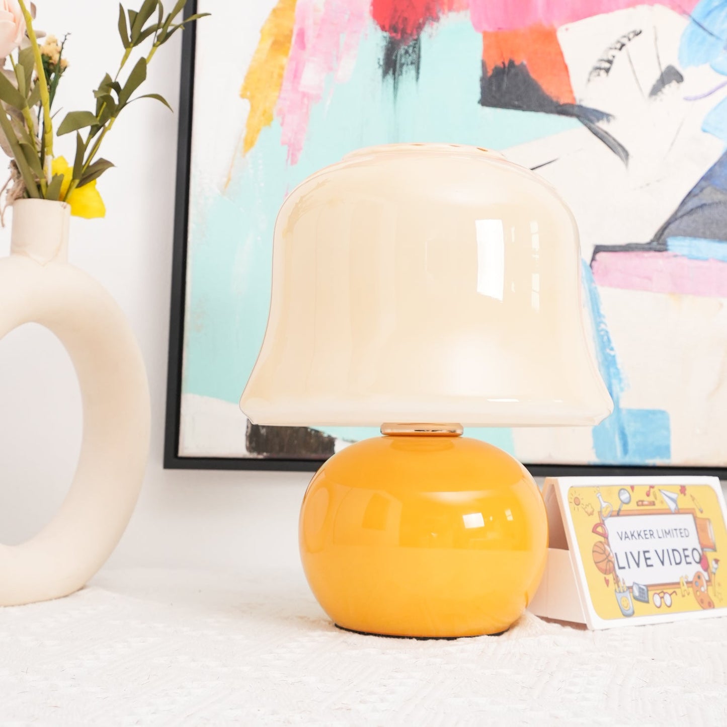 Lampe Champignon en Verre Émail Design Italien