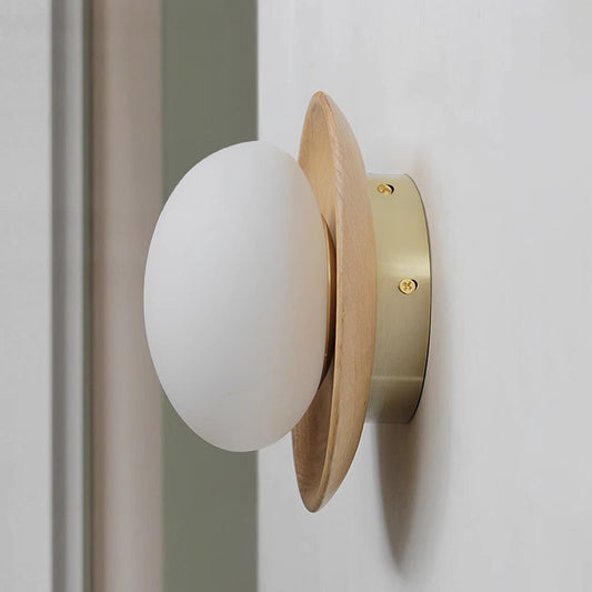 Lampe Murale Simple en Bois Naturel Blanc