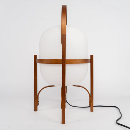 Lampe Nomade en Verre et Bois, Style Lanterne