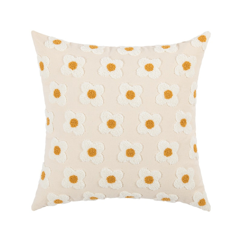 Daisy Embroidered – Housse de Coussin Fleurie Brodée