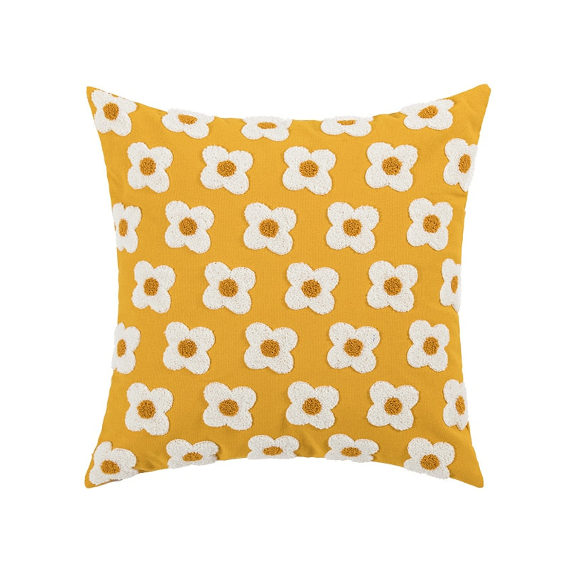Daisy Embroidered – Housse de Coussin Fleurie Brodée