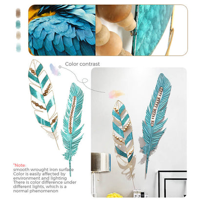 Déco Murale Plume Métal Peint, Style Bohème Chic