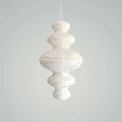Suspension Akari Juni, Papier Sculpté Blanc, Design Ondulé