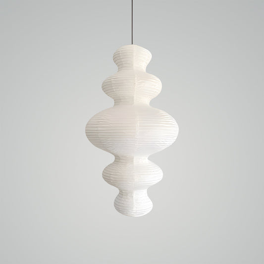 Suspension Akari Juni, Papier Sculpté Blanc, Design Ondulé