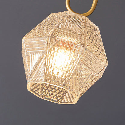 Plafonnier Art Déco en laiton et verre – coupe diamant élégante
