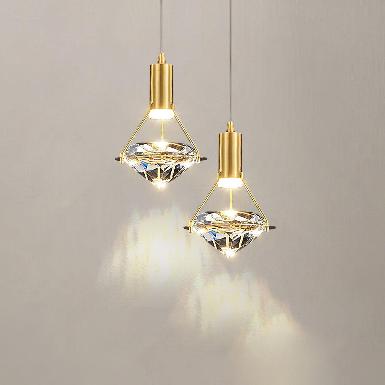 Suspension Moderne Cristal Diamant LED en Laiton