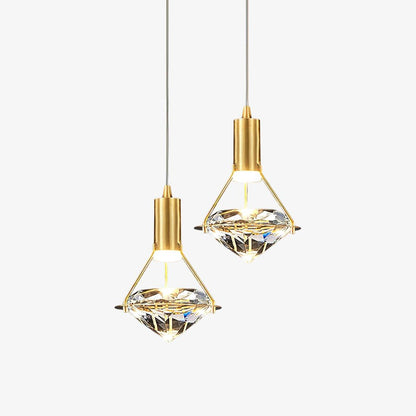 Suspension Moderne Cristal Diamant LED en Laiton