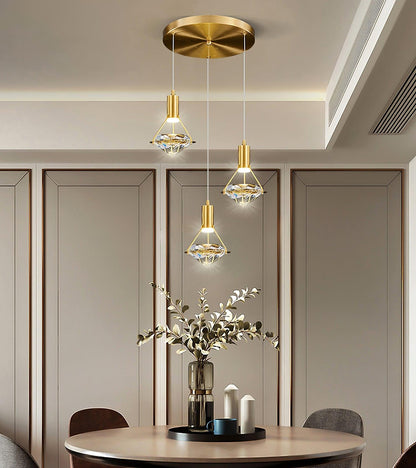 Suspension Moderne Cristal Diamant LED en Laiton