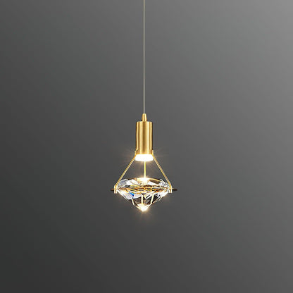 Suspension Moderne Cristal Diamant LED en Laiton