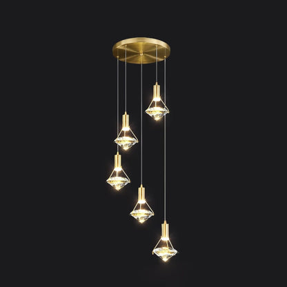 Suspension Moderne Cristal Diamant LED en Laiton