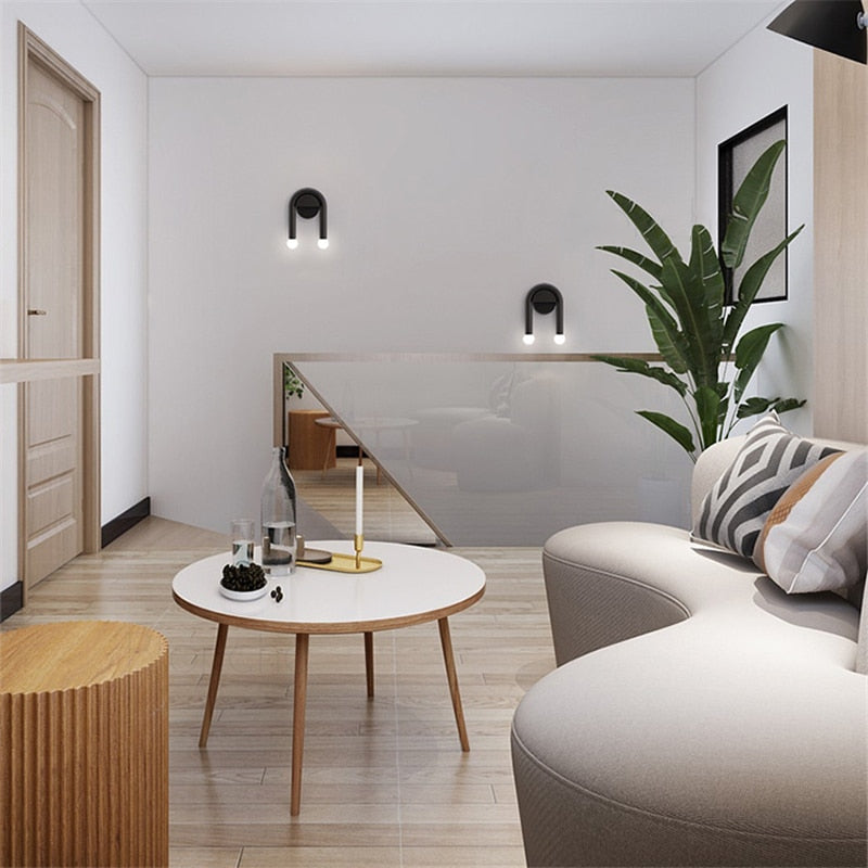 Applique Murale Métallique Arquée à Double Lumière – Style Moderne et Élégant