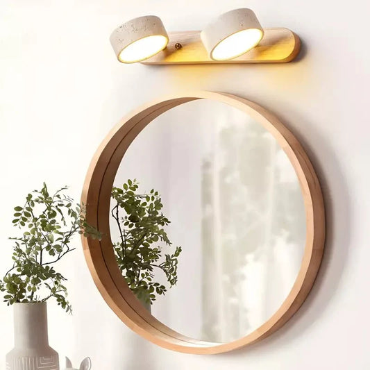 Applique Elias LED Réglable Bois & Travertin, Style Rustique