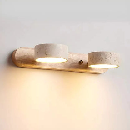 Applique Elias LED Réglable Bois & Travertin, Style Rustique
