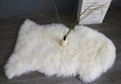 Tapis Jeté Imitation Fourrure Mouton Blanc