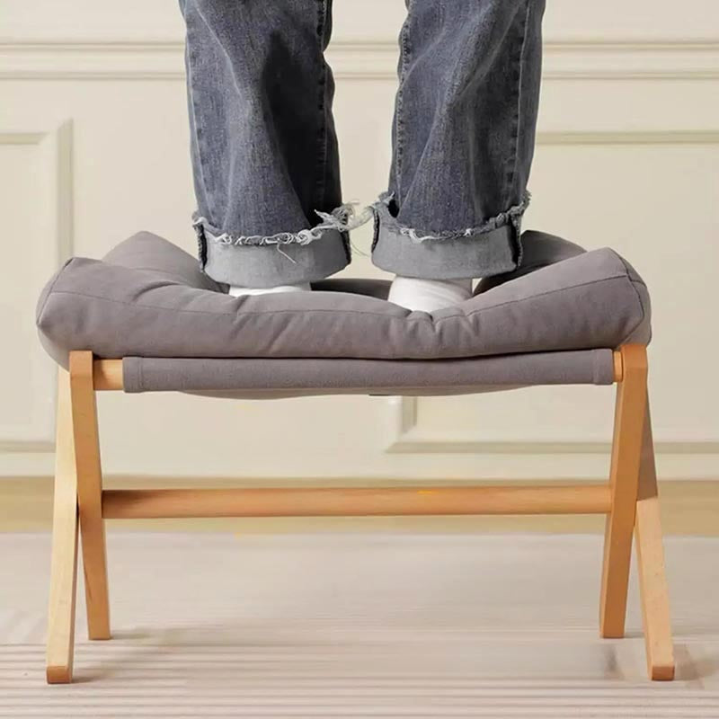 Tabouret Repose-Pieds Nordique Pliable, Bois & Coussin
