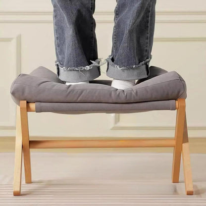Tabouret Repose-Pieds Nordique Pliable, Bois & Coussin