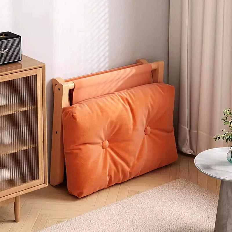 Tabouret Repose-Pieds Nordique Pliable, Bois & Coussin