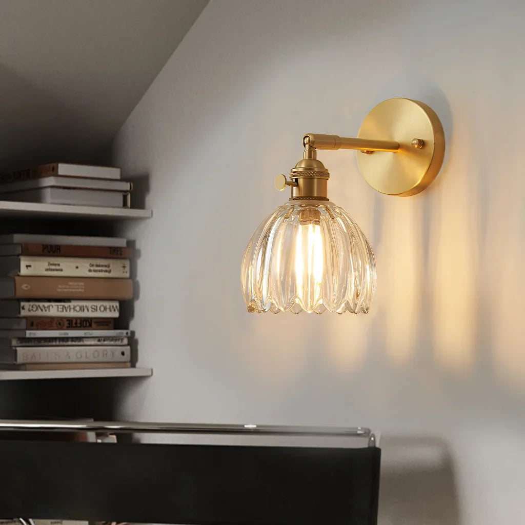 Freya – Applique Murale en Verre Style Fleur de Lotus