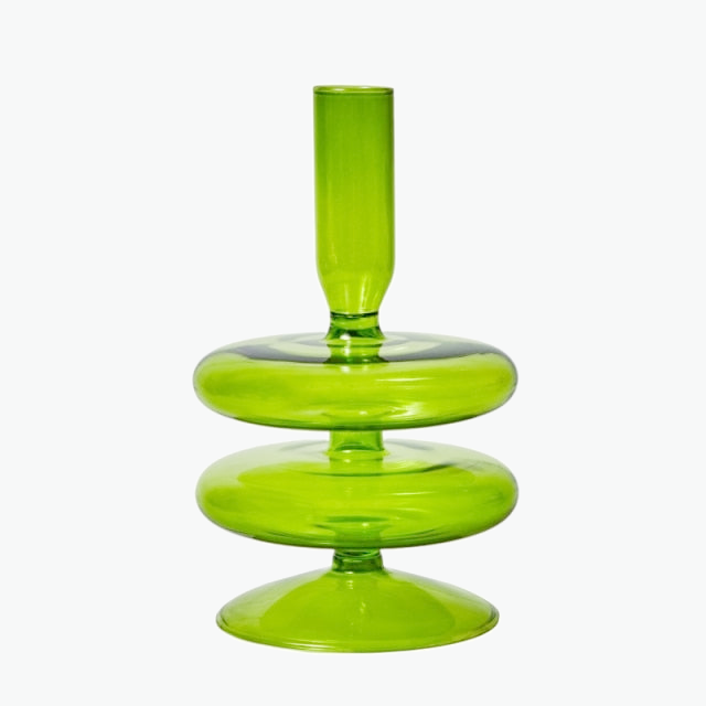 Bougeoirs en Verre Herbe Verte – Design Dynamique et Couleur Vibrante