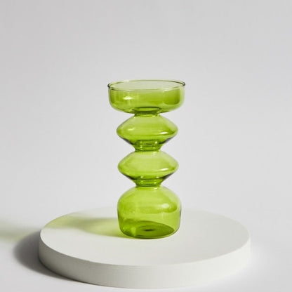 Bougeoirs en Verre Herbe Verte – Design Dynamique et Couleur Vibrante