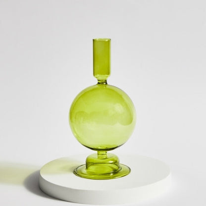 Bougeoirs en Verre Herbe Verte – Design Dynamique et Couleur Vibrante
