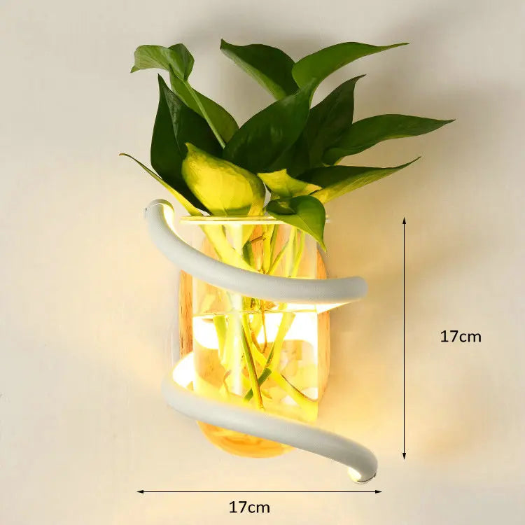Applique Murale Vase LED Bois, 10W, Design Nordique