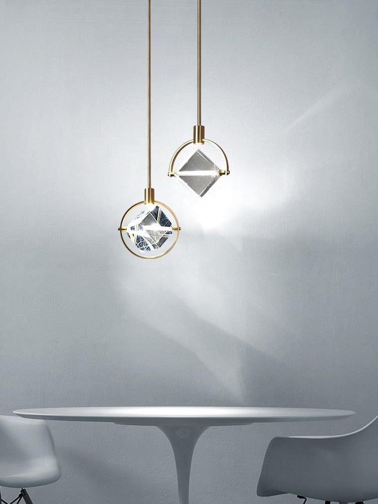Suspension Cristal & Acier Poli, Design Kimberlite