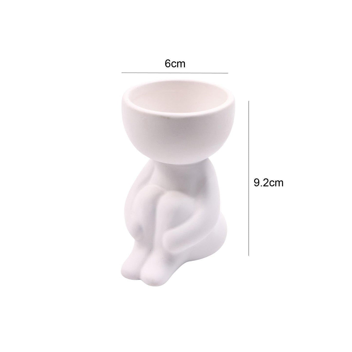 Cache-pot Céramique – Petit Personnage Assis pour Plantes Succulentes