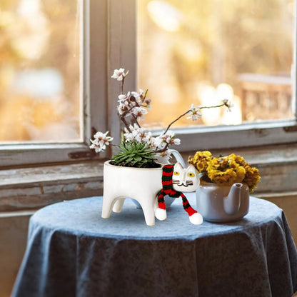 Pot de fleurs en céramique en forme de queue de chat – Une touche ludique et artisanale pour vos plantes