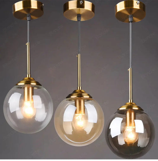 Suspension Boule en Verre Moderne, Hauteur Réglable