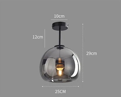 Plafonnier Moderne en Verre Transparent Doré ou Noir