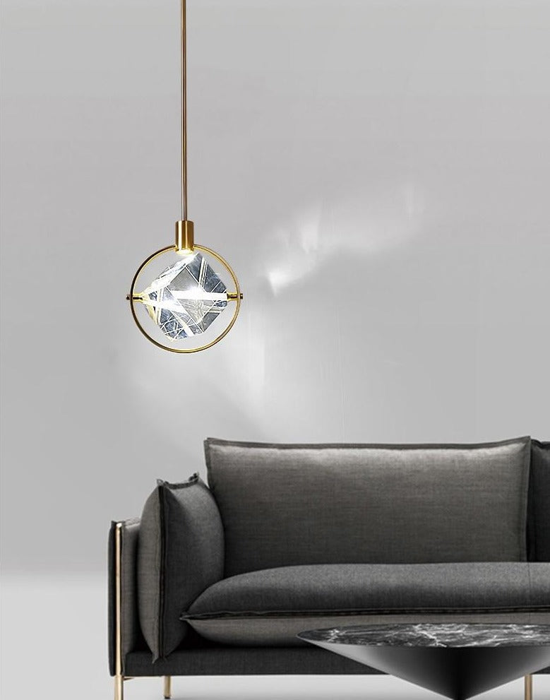 Suspension Cristal & Acier Poli, Design Kimberlite
