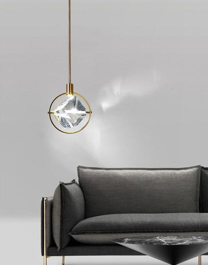 Suspension Cristal & Acier Poli, Design Kimberlite