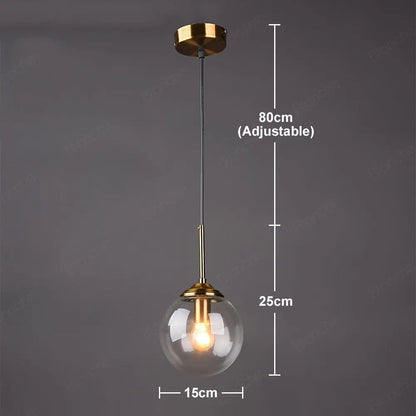 Suspension Boule en Verre Moderne, Hauteur Réglable