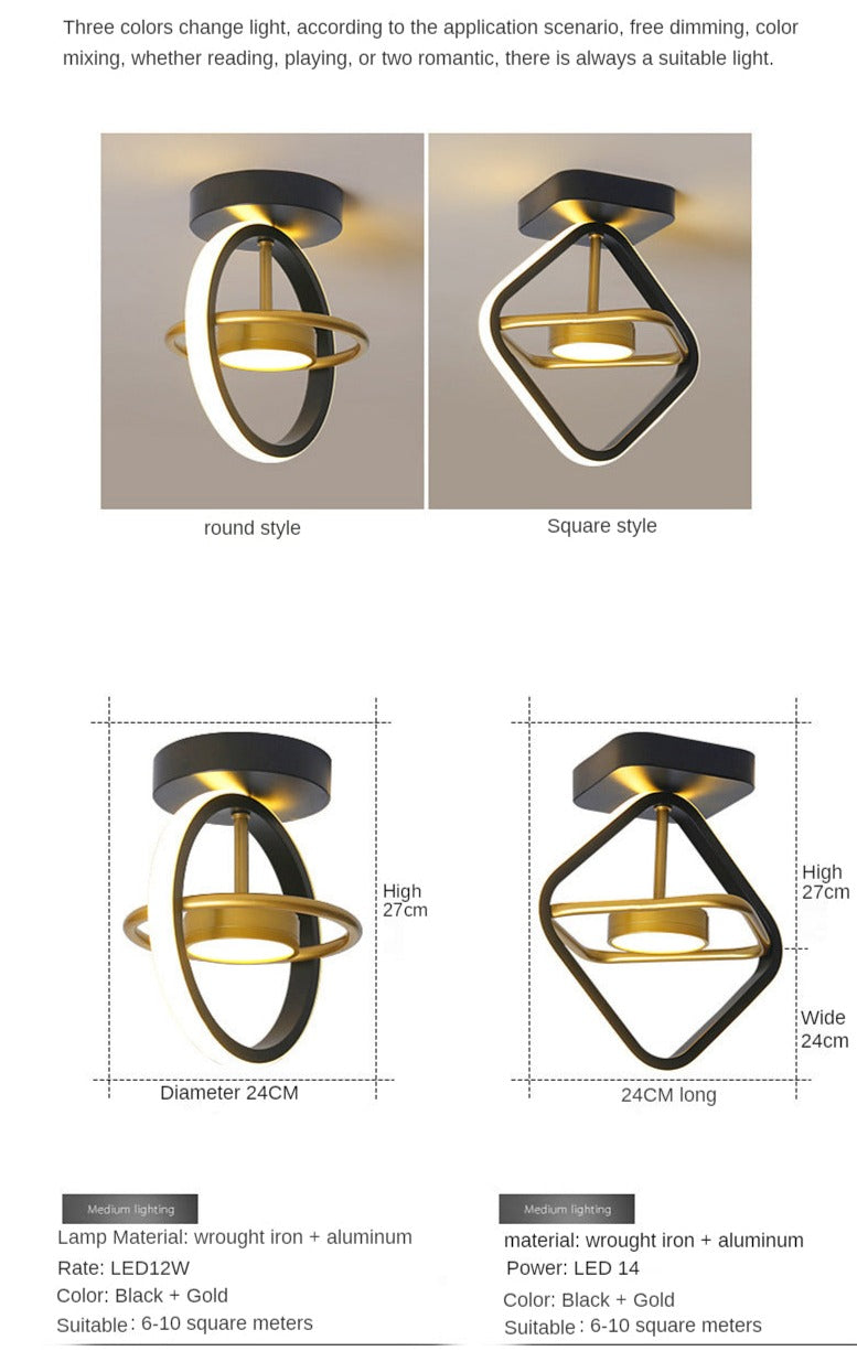 Plafonnier LED Moderne Doré Style Nordique Intérieur