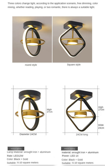 Plafonnier LED Moderne Doré Style Nordique Intérieur