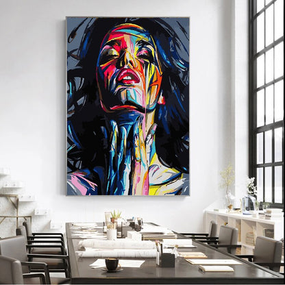 Toile Portrait Femme Abstraite - Art Moderne Graffiti