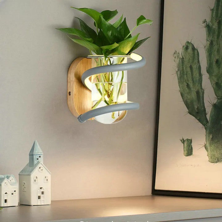 Applique Murale Vase LED Bois, 10W, Design Nordique