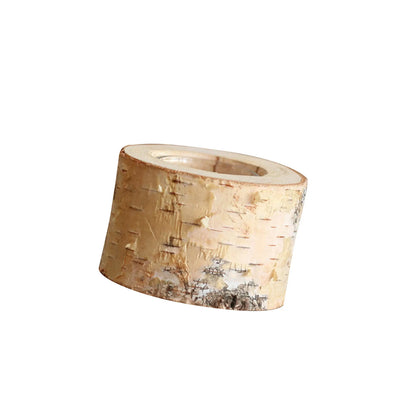 Support de Bougie Nature en Bois de Bouleau – Élégance Rustique et Chaleur Authentique