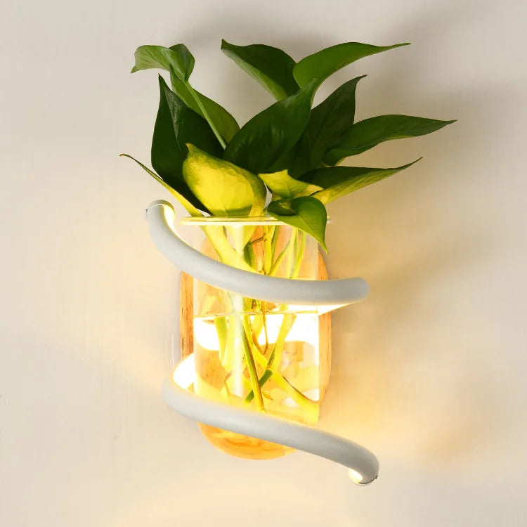 Applique Murale Vase LED Bois, 10W, Design Nordique