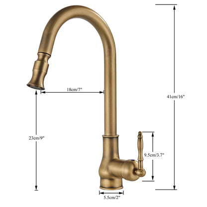 Robinet Cuisine Vintage, Laiton Antique, Bec Pivotant