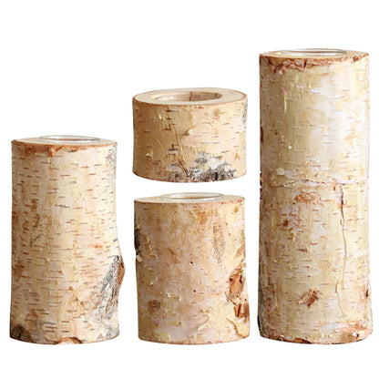 Support de Bougie Nature en Bois de Bouleau – Élégance Rustique et Chaleur Authentique