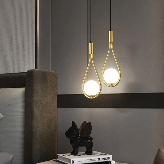 Suspension LED Design Nordique en Fer Doré