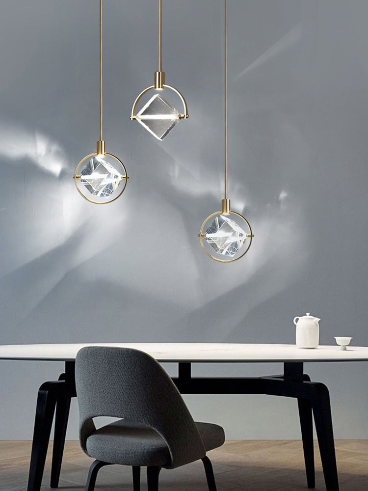 Suspension Cristal & Acier Poli, Design Kimberlite