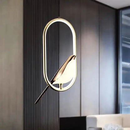 Suspension de Luxe avec Oiseau en Or